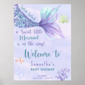 Wasserfarbe Meerjungfrau Schwanz Girl Babydusche B Poster (Vorne)