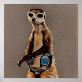 Wasserfarbe Meerkat mit Dampfmaske Poster (Vorne)