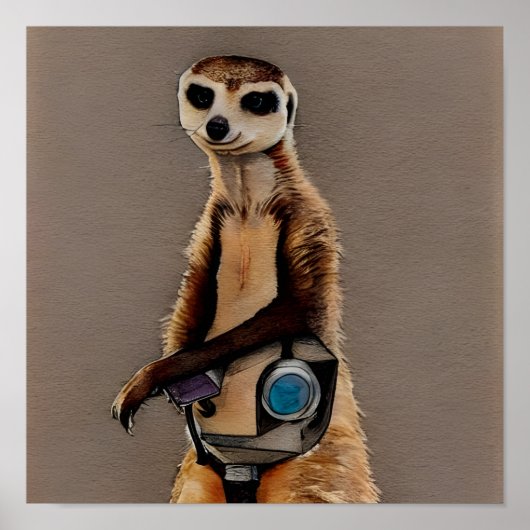 Wasserfarbe Meerkat mit Dampfmaske Poster (Vorne)
