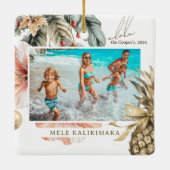 Wasserfarbe Mele Kalikimaka Hawaiianisches Foto Keramikornament (Rückseite)