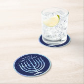 Wasserfarbe menorah Hanukkah Runder Pappuntersetzer (Vor Ort)
