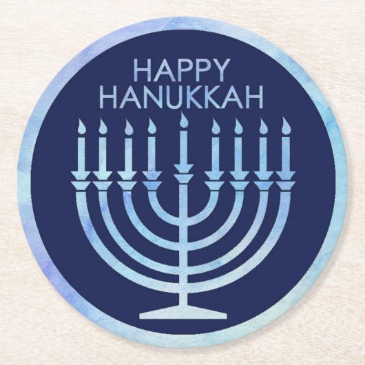 Wasserfarbe menorah Hanukkah Runder Pappuntersetzer (Vorderseite)
