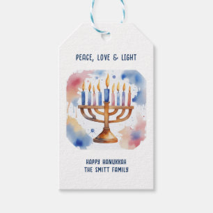 Wasserfarbe Menorah Happy Hanukkah Geschenkanhänger