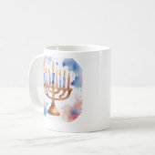 Wasserfarbe Menorah Happy Hanukkah Kaffeetasse (Vorderseite Links)