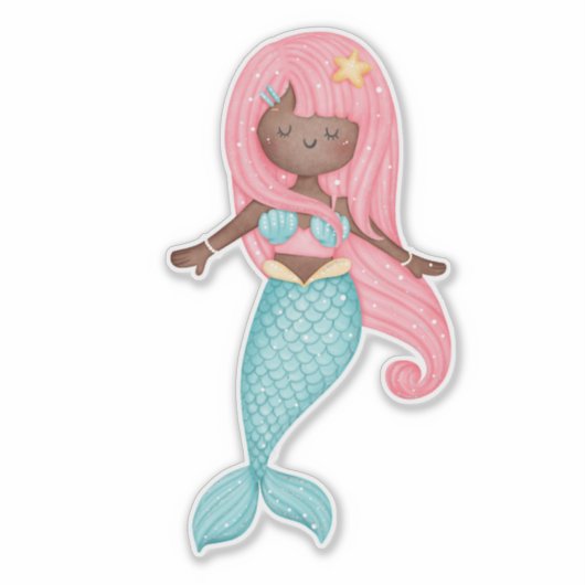 Wasserfarbe Mermaid Aufkleber (Vorderseite)