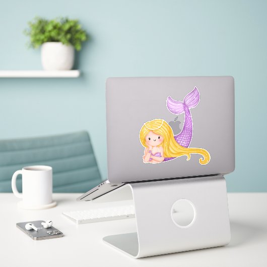 Wasserfarbe Mermaid Aufkleber (Laptop auf Schreibtisch)