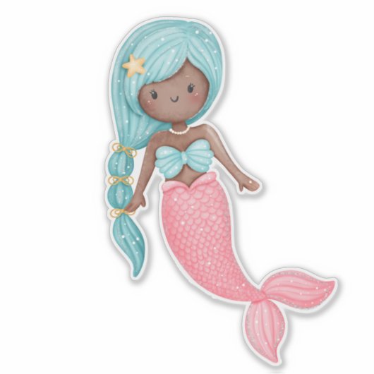 Wasserfarbe Mermaid Aufkleber (Vorderseite)