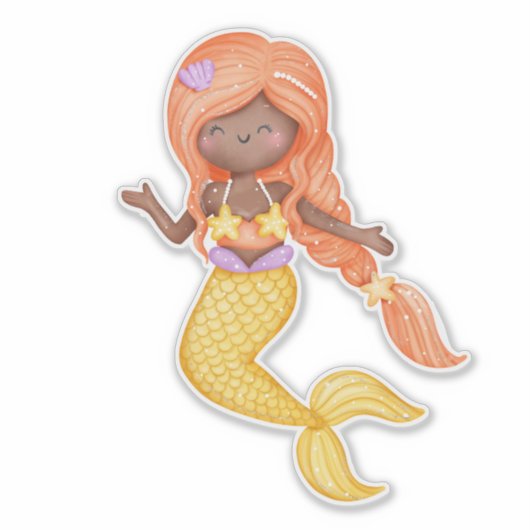 Wasserfarbe Mermaid Aufkleber (Vorderseite)