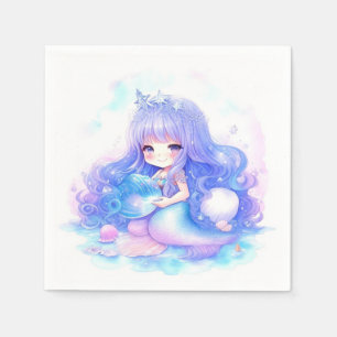 Wasserfarbe Mermaid Babydusche Serviette