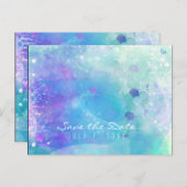 Wasserfarbe Mermaid Schwanz Party Save the Date Ankündigungspostkarte (Vorne/Hinten)