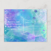 Wasserfarbe Mermaid Schwanz Party Save the Date Ankündigungspostkarte (Rückseite)