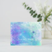 Wasserfarbe Mermaid Schwanz Party Save the Date Ankündigungspostkarte (Stehend Vorderseite)