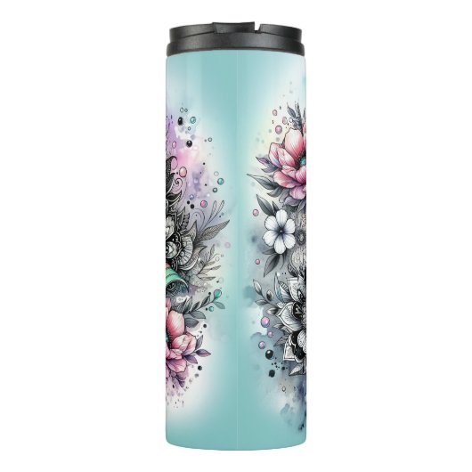 Wasserfarbe Mermaid Thermosbecher (Rückseite)