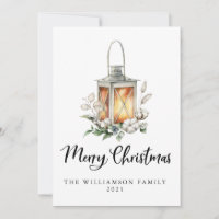 Wasserfarbe Merry Christmas Cotton Grüne Lantern