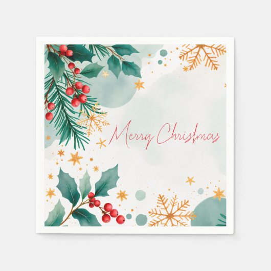 Wasserfarbe Merue Weihnachten Napkins Eleganter Ur Serviette (Vorderseite)