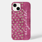 Wasserfarbe Messy Fun Polka Dots Limon heißes Rosa Case-Mate iPhone Hülle (Rückseite)