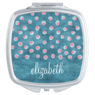 Wasserfarbe Messy Polka Dots - blau und rosa Taschenspiegel
