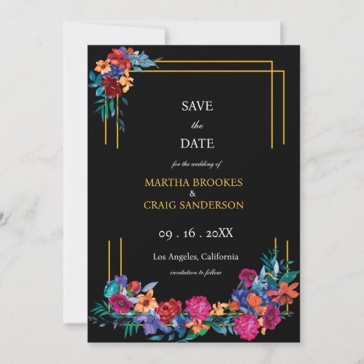 Wasserfarbe mexikanische Fiesta Blume Hochzeit Sch Save The Date (Vorderseite)