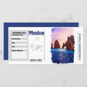 Wasserfarbe Mexiko Boarding Pass Card (Vorne/Hinten)