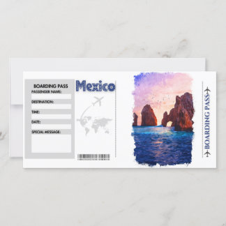Wasserfarbe Mexiko Boarding Pass Card