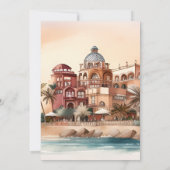 Wasserfarbe Mexiko Cancun Hochzeit in Urlaubsort Einladung (Rückseite)