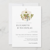 Wasserfarbe Mexiko Hacienda Kirche Hochzeit Einladung (Vorderseite)