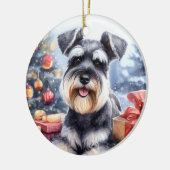 Wasserfarbe Miniatur Schnauzer Dose Weihnachten Keramik Ornament (Links)