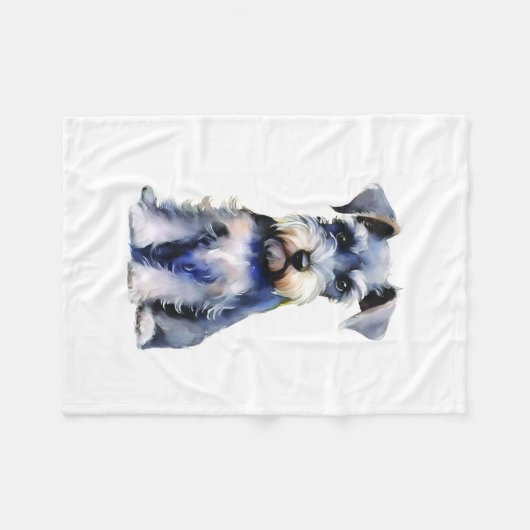 Wasserfarbe Miniatur Schnauzer Fleecedecke (Vorderseite (Horizontal))