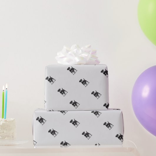 Wasserfarbe Miniatur Schnauzer Hund Tier Geschenkpapier (Partygeschenke)