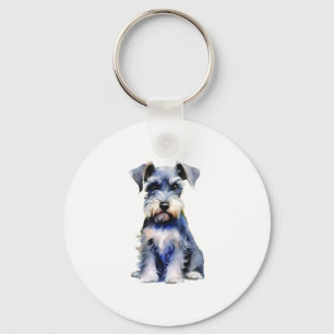 Wasserfarbe Miniatur Schnauzer Schlüsselanhänger