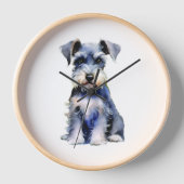 Wasserfarbe Miniatur Schnauzer Uhr (Vorderseite)