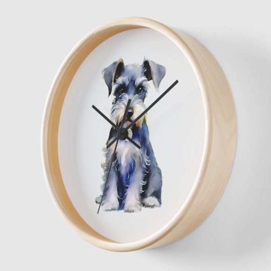 Wasserfarbe Miniatur Schnauzer Uhr (Winkel)