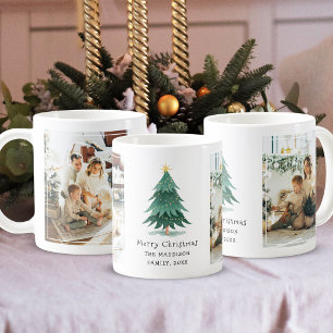 Wasserfarbe Minimaler Weihnachtsbaum 2 Familienfot Kaffeetasse