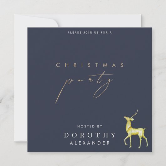 Wasserfarbe Minimalistisch Rentiere Weihnachtsfeie Einladung (Vorderseite)