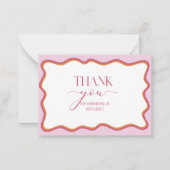 Wasserfarbe Minimalistisch Wavy Hot Pink Orange Da Mitteilungskarte (Vorderseite)