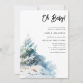 Wasserfarbe Minimalistisch Winter Baby Dusche Einladung (Vorderseite)