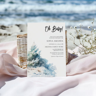 Wasserfarbe Minimalistisch Winter Baby Dusche Einladung