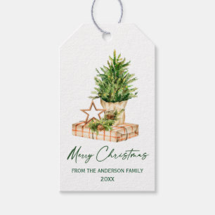 Wasserfarbe Minimalistische Weihnachtskalligrafie  Geschenkanhänger