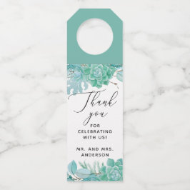 Wasserfarbe Minze Succulents Hochzeit danke Flaschenanhänger