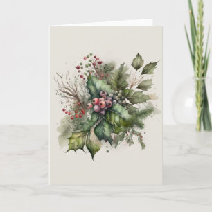 Wasserfarbe Mistletoe Feiertagskarte