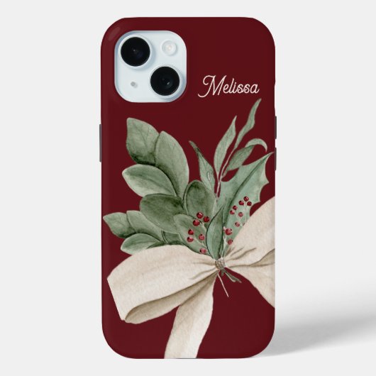 Wasserfarbe Mistletoe Grüne Personalisiert Case-Mate iPhone Hülle (Rückseite)