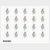 Wasserfarbe Mistletoe Hochzeit Runder Aufkleber (Blatt)