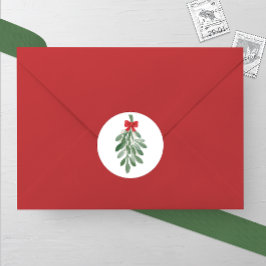 Wasserfarbe Mistletoe Hochzeit Runder Aufkleber