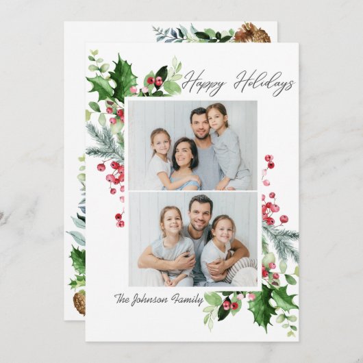 Wasserfarbe Mistletoe Holly Berry Weihnachten 2 FO (Vorne/Hinten)