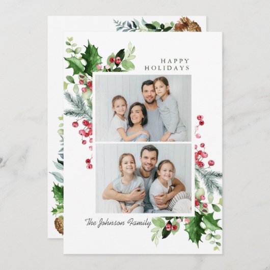 Wasserfarbe Mistletoe Holly Berry Weihnachten 2 FO (Vorne/Hinten)