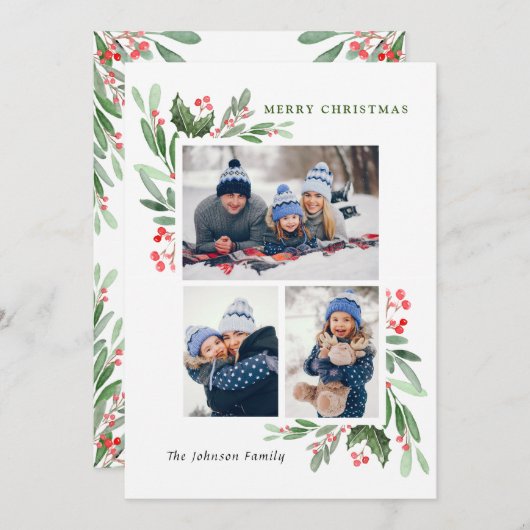 Wasserfarbe Mistletoe Holly Berry Weihnachten 3 FO (Vorne/Hinten)