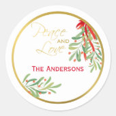 Wasserfarbe Mistletoe | Personalisierter Urlaub Runder Aufkleber (Vorderseite)