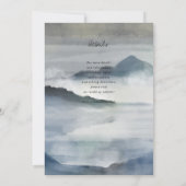 Wasserfarbe Misty Berge Indigo Einladung (Rückseite)