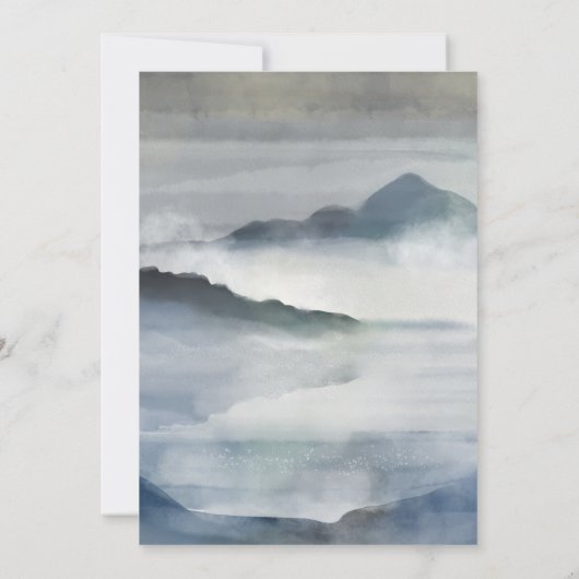 Wasserfarbe Misty Berge Indigoa Einladung (Rückseite)