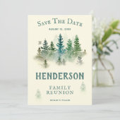 Wasserfarbe Misty Holz Retro Rustic Family Wieders Save The Date (Stehend Vorderseite)